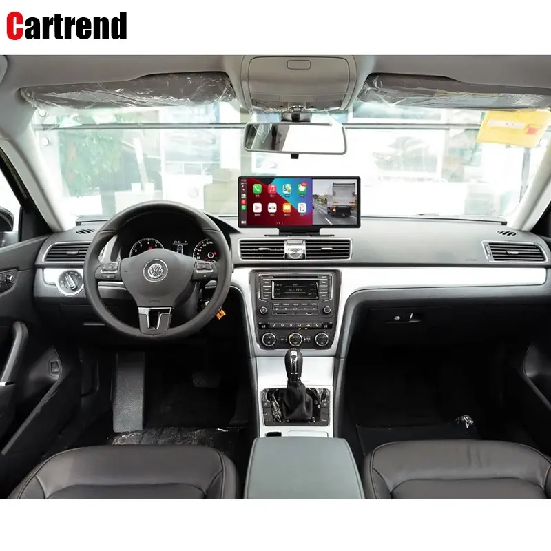 10.26 "ダッシュカムリアビューカメラWifi Carplay & Android Auto 4K DVR GPSナビゲーションビデオレコーダーダッシュボードデュアルレンズ24Hパーク