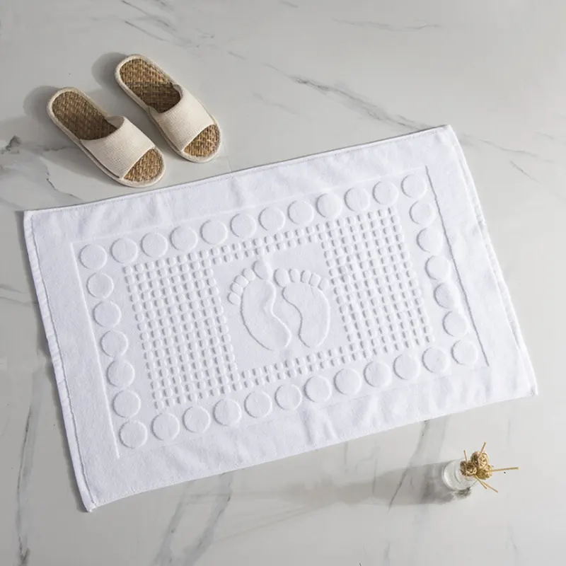 Vente en gros de tapis de bain blanc uni 100% coton pour hôtel SPA salon restaurant