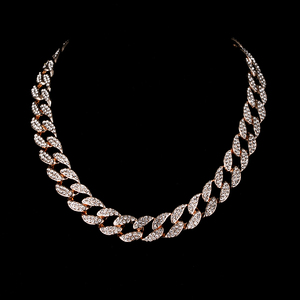 Stock Supply Zinc Alloy and Bling 15mm Link <strong>Chain</strong> Men's Full Iced Out Cuban Link <strong>Chain</strong> Choker Necklace - Product Image 2