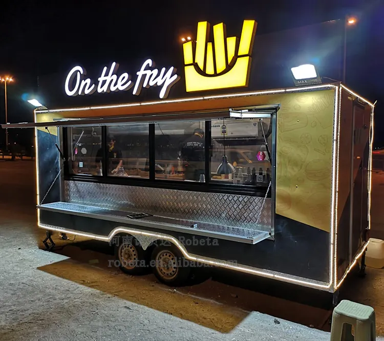 Remorques de restauration rapide restaurant mobile entièrement chargé camion de nourriture mobile gaz avec équipement de cuisine