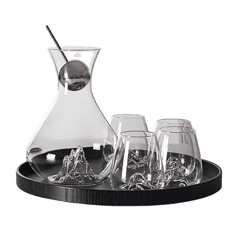 2022 nuovo Design Ice Mountain Crystal Glass Set di brocche per acqua fredda Home Flower Tea Fruit Tea Glass Pot