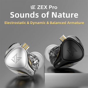 KZ ZEX פרו חדש 1ED + 1DD + 1BA אלקטרוסטטי היברידי ב-אוזן צג אוזניות Wired אוזניות אוזניות ספורט אוזניות PK kz ZS10 פרו ZSN