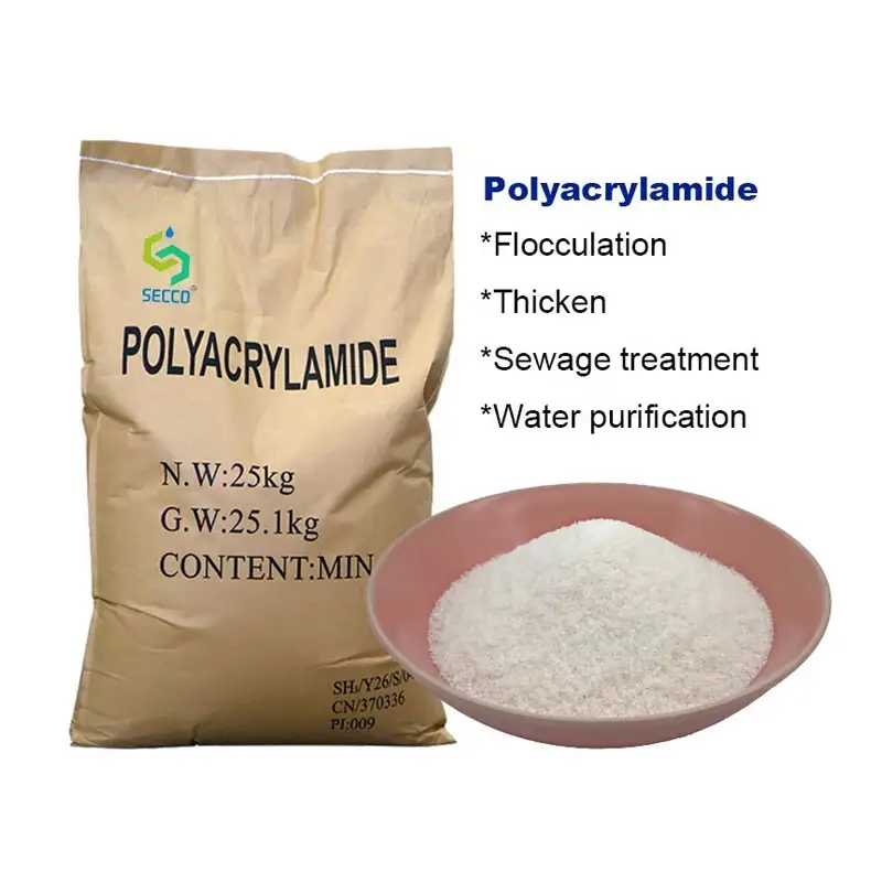 Gránulos de poliacrilamida aniónicos/catiónicos Productos químicos PAM Productos químicos para tratamiento de aguas residuales blancos Pam 25 kg/bolsa