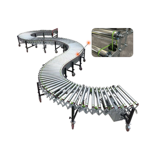Transportador de rodillos flexible de correa de junta tórica de acero inoxidable con ruedas expandibles de carga y descarga logística de largo alcance - Product Image 1