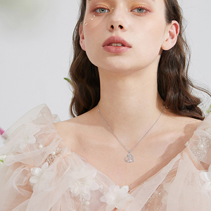 Fashion Jewelry 925 Sterling <strong>Silver</strong> Cubic Zircon Two Tone Mom&amp;<strong>Son</strong> Heart Pendant Necklace