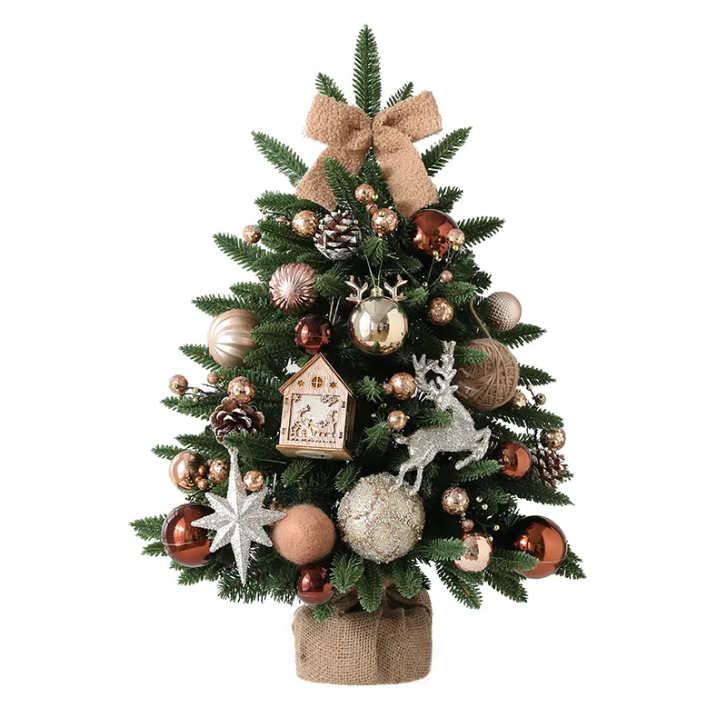 Atacado novo estilo pe e pvc pequeno artificial mini decoração de casa casa branco árvore de natal