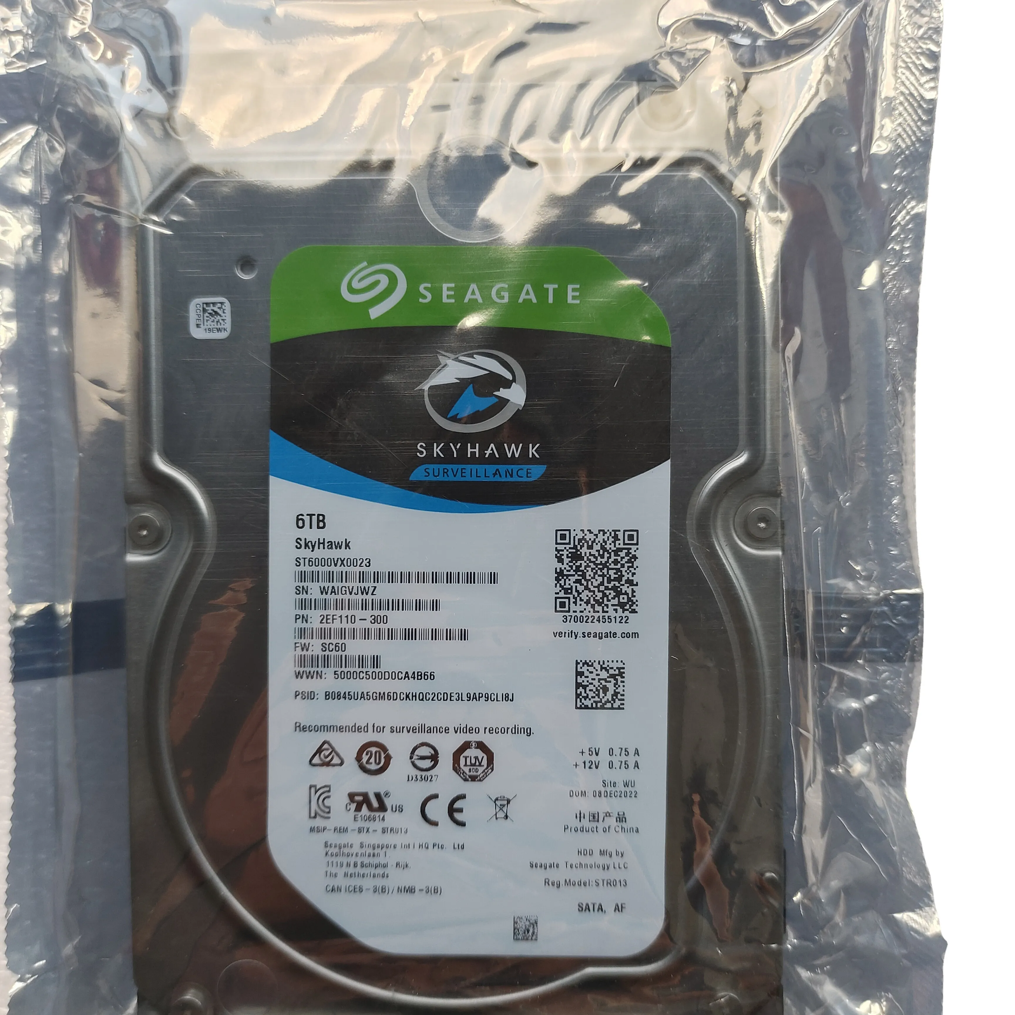 Seagate BarraCuda 6TB Disco duro interno HDD SATA 5400 RPM 256MB Caché para computadora de escritorio PC ST6000DMZ03