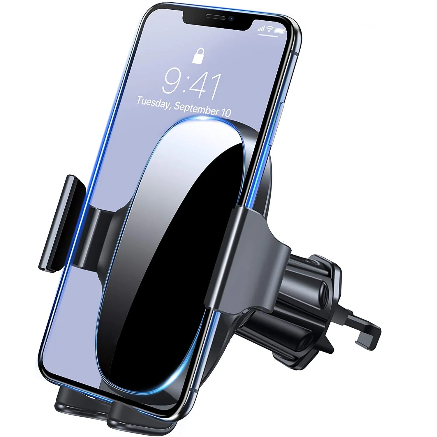 Soporte Universal para teléfono de coche, salida de aire con rotación de 360 grados, con liberación de un botón, Compatible con iPhone