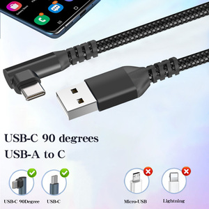 优质材料usb a至90度usb c电缆直角设计尼龙编织usb a至c型电缆快速充电手机 - Product Image 4