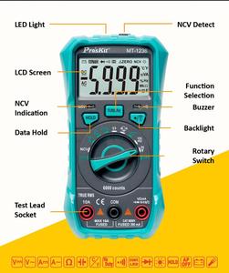 Pro'skit MT-1236มัลติมิเตอร์แบบดิจิทัลพร้อมไฟ LED ทดสอบการตรวจจับอุณหภูมิ NCV สำหรับการเรียนการสอนและการวิจัยในเอเชีย - Product Image 4