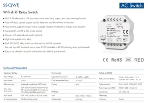 SS-C(WT) 100-240VAC 1CH * 10A WiFi + RF переключатель переменного тока с функцией нулевой перекрестной коммутации Tuya APP Control RF пульт дистанционного управления - Product Image 3