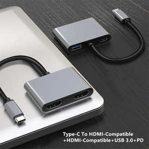 <strong>Dual</strong>-HDTV <strong>USB</strong> C Hub to 87W PD Charge <strong>USB</strong> 3.0 <strong>Dual</strong> <strong>Screen</strong> Display <strong>Adapter</strong> Dock Station for Macbook Air Pro Laptop Type C Splitter - Product Image 2