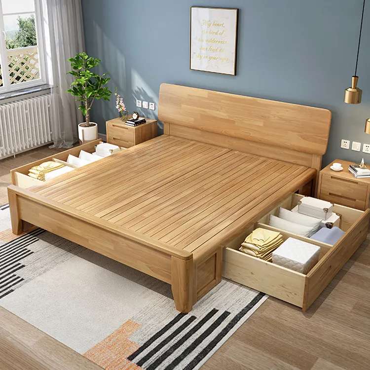 Kainice lit à deux étages personnalisé grand espace lit de rangement lit en bois massif à la maison