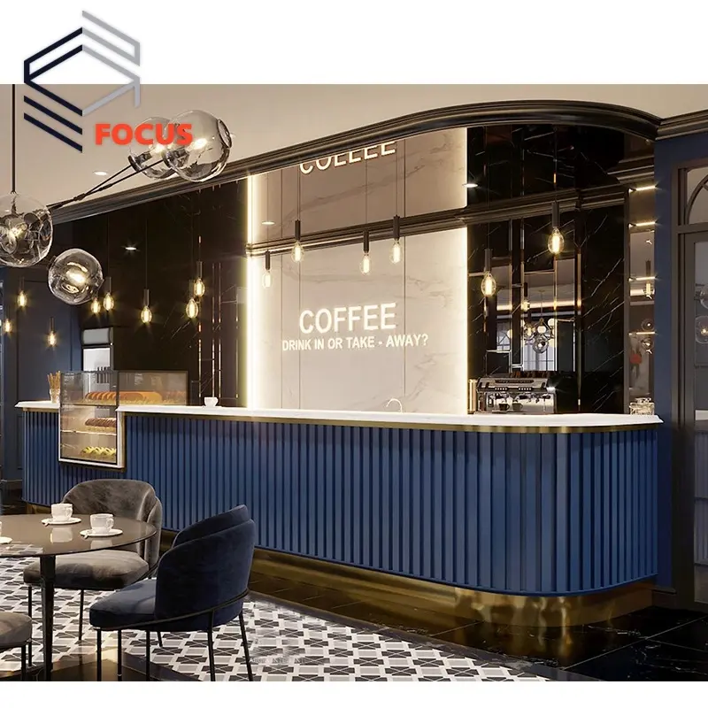 Coffeeshop Cafe Möbel Theke Bar in Holz Cafe Tische und Stühle Großhandel Cafe Design