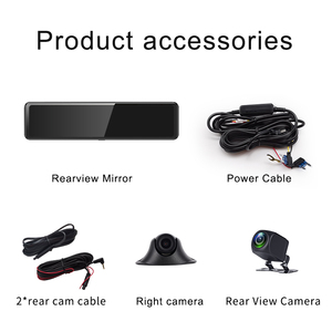 12 "1080P后视镜仪表盘凸轮前内部和后部内部3通道仪表盘摄像头，带全触摸屏智能后视镜近 - Product Image 2