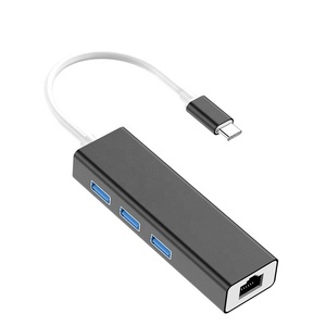 USB-C HUB con RJ45 100 adattatore Gigabit Ethernet Hub multiporta USB 3.0 adattatore di rete Lan da USB C A Ethernet per MacBook Pro/A - Product Image 3
