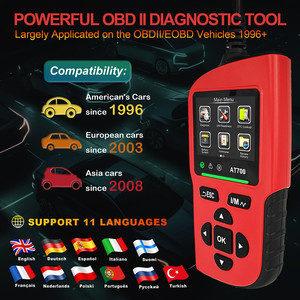כלי אבחון אוטומטי at700 obd2 סורק <span class=keywords><strong>dtc</strong></span> lookup obd2 קורא קוד פרוטוקול לקרוא ולברור קוד העתק סורק תקע תקע ולשחק