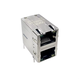 ส่วนหัวของมุมด้านขวา10P8C ขั้วต่อ PCB ขั้วต่อแบบหลายพอร์ต RJ45อีเธอร์เน็ตที่มี LED RJ45ตัวเมีย - Product Image 4