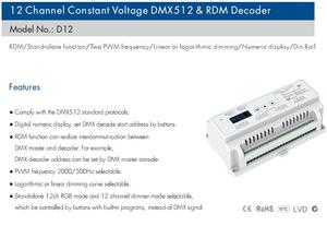 Skydance D12 12-24 VDC DMX RDM Decoder 60A DMX512 LED-Controller DIN Schiene PWM DMX-Dimmer - Product Image 3