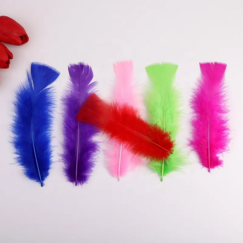 Plumas planas de pavo para carnaval, decoración artesanal de Navidad, diferentes colores, oferta barata