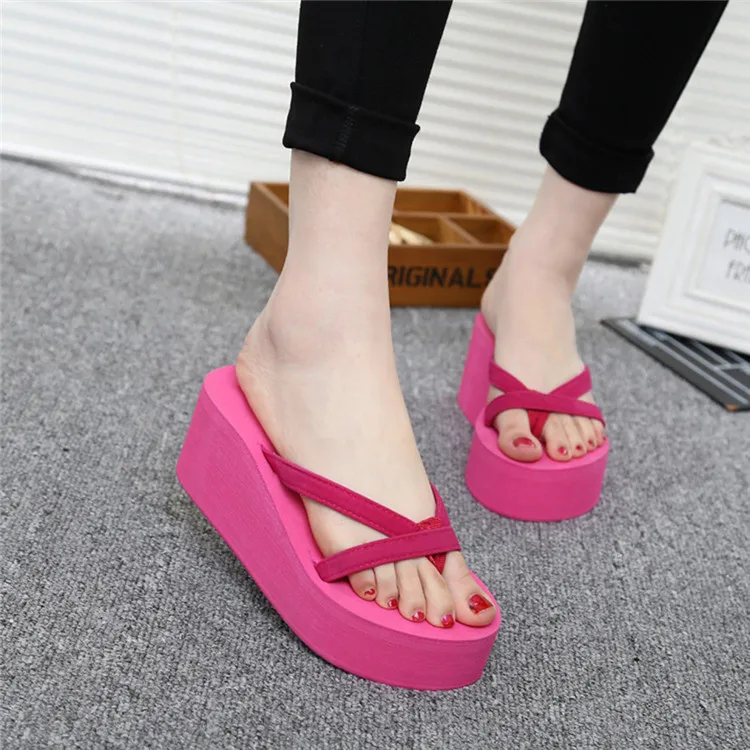 Platform Flip Flops Plus Size 34-43 Slope Heel Slippers Beach Sandals Casual Shoes Women Wedges Sandals