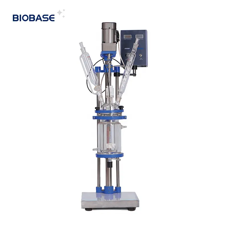 Reactor de vidrio revestido de laboratorio de borosilicato alto BIOBASE, capacidad de muchos matraces de reacción