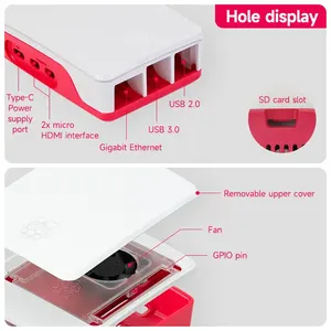 EParthub-Funda oficial para Raspberry Pi 5, ventilador PWM con PIN GPIO, color rojo/blanco - Product Image 5