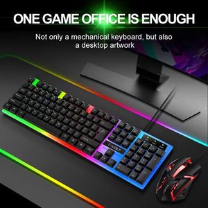 Shuoyin TWOLF TF230 LED Light 104 Keys Wired Computer Gaming Teclado Juegos Teclado y Mouse Combos Kit set para PC PS4 Gamer