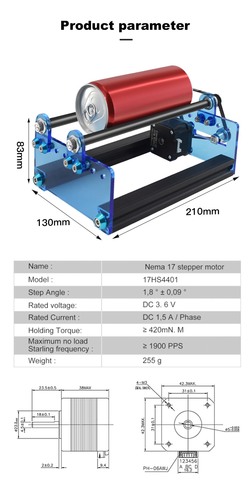 Twotrees Y-Axis Rotating Module for Laser Engraving Precision