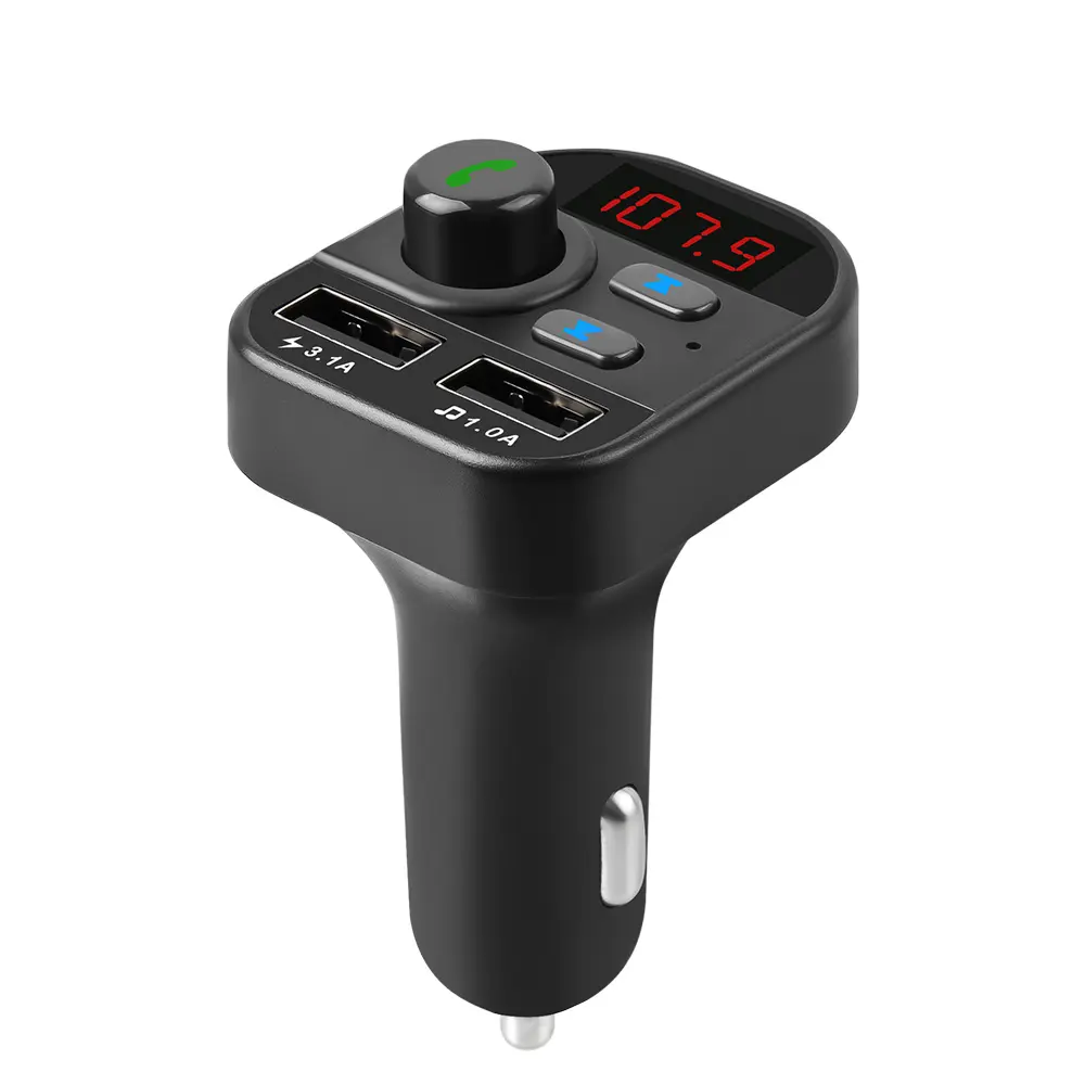 Dual Usb Charger Handsfree Kit Draadloze Radio Audio Adapter 5.0 Bt Fm-zender Auto MP3 Speler