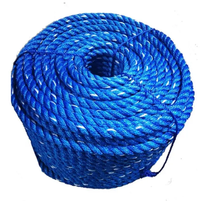 Corda de pesca de 3 ou 4 fios 16 18 mm de diâmetro, corda de amarração de nylon torcida, azul marinho, com traçador branco