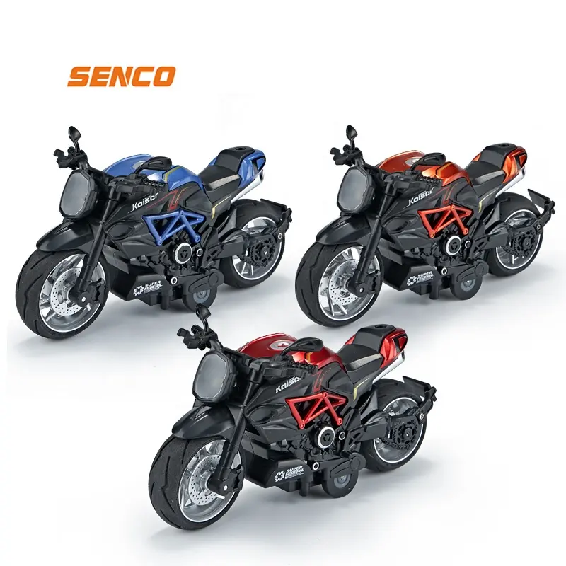 Nouveau produit échelle 1:12 modèles de motos moulés sous pression, jouets de course de traction avec éclairage de musique véhicules jouets moulés sous pression