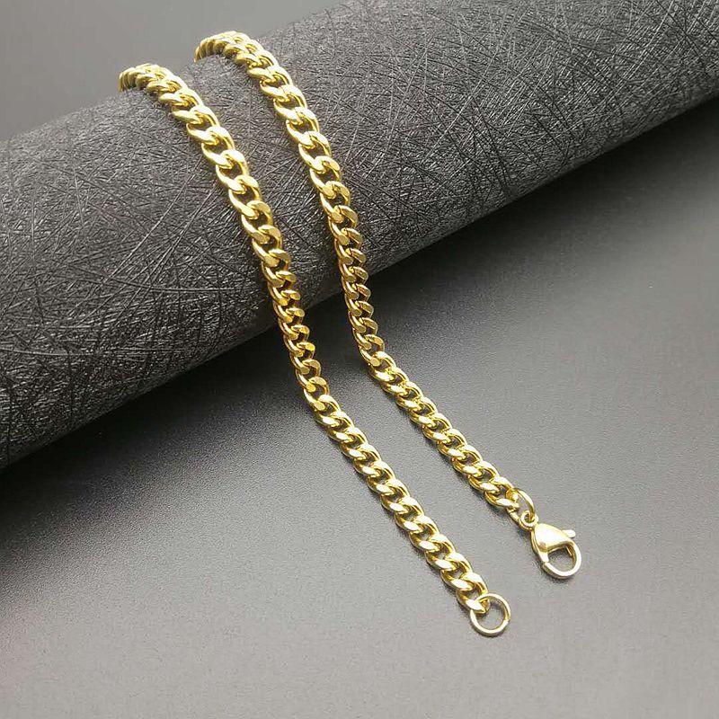 Gold 5mm*70cm stainless steel Cuban chain