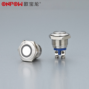 ONPOW 16mm mit LED-Licht Metall-Druckknopf schalter 12V Momentan-Drucksc halter