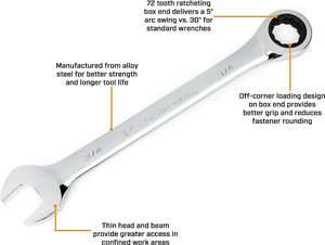 8mm Metric ratcheting kết hợp cờ lê 12Pt 72 răng OEM CR-V cấp công nghiệp 30nm Mô-men xoắn tối đa - Product Image 3