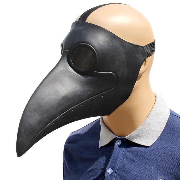 Halloween Plague Doctor Bird Mask, Long Nose Beak Cosplay Props in Latex for Terrifying Costume Party
