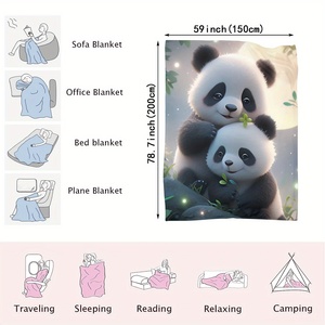 Cute <strong>Panda</strong> Print Flannel Blanket Soft Comfortable Multi-Purpose Custom Size Throw Blanket with Woven <strong>Pattern</strong> Sublimation Print - Product Image 3