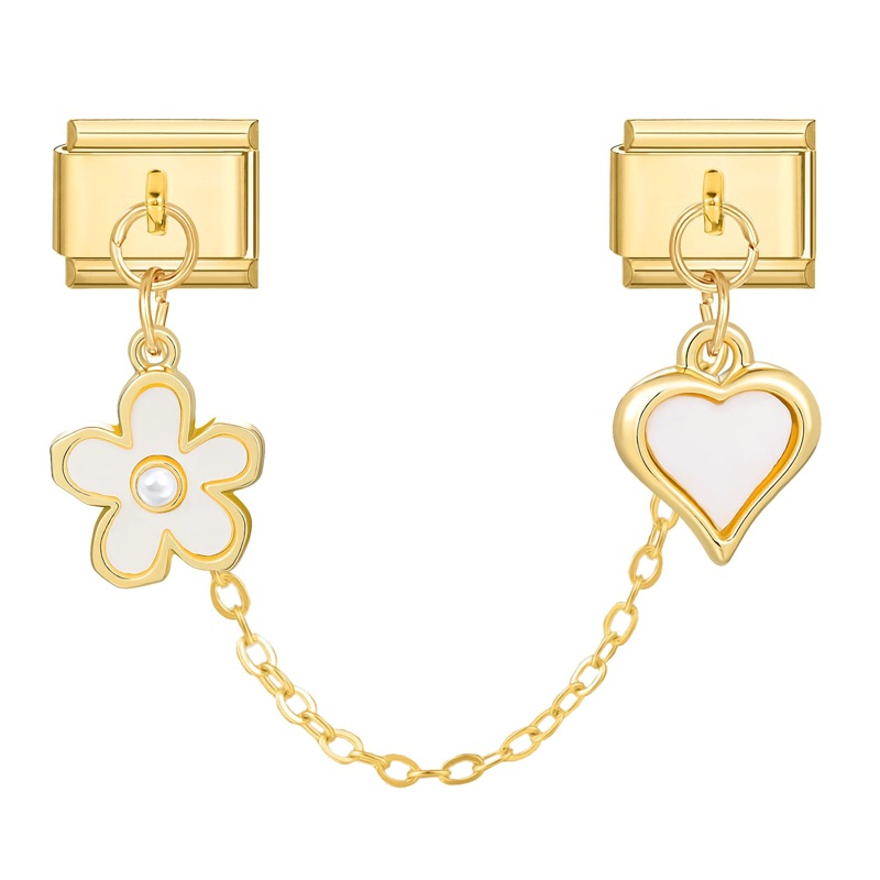 Fond doré avec doubles pendentifs-fleurs blanches