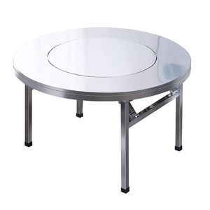 精品不锈钢折叠圆桌无绣花钢加厚转盘工作台 - Product Image 1
