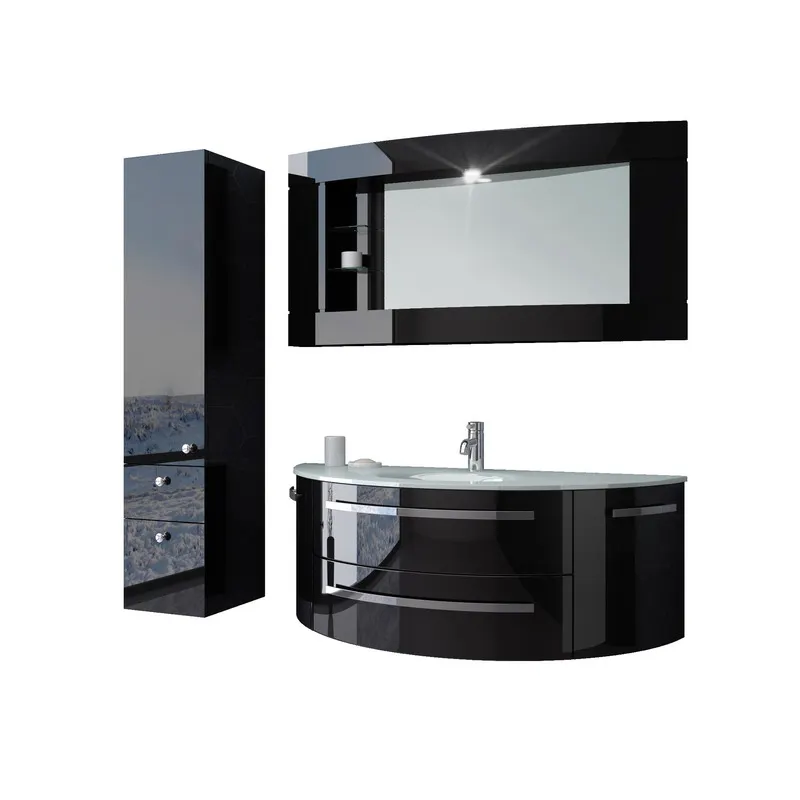 Antique luxury furniture PVC bathroom cabinet designer make up vanity set