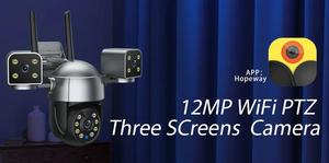 6K 12MP WiFi güvenlik kamerası 3 Lens 3 ekranlar 8X dijital Zoom AI İnsan algılama 4 açık CCTV PTZ IP kablosuz üç - Product Image 6