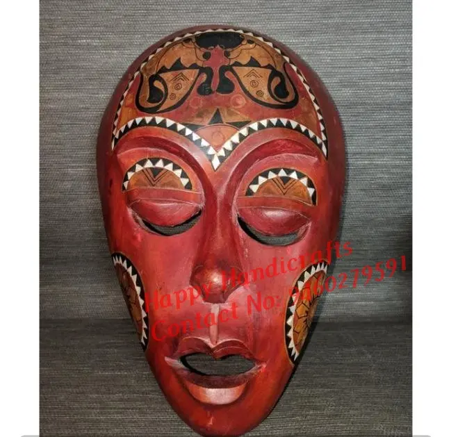 Máscara de decoração de parede, máscara de cerâmica pequena pintada à mão vintage