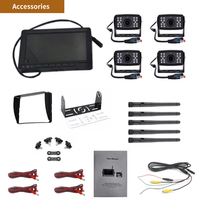 Cámara de marcha atrás de coche inalámbrica 720P HD de 7 pulgadas con Monitor visión nocturna impermeable Función de pantalla dividida de 360 grados