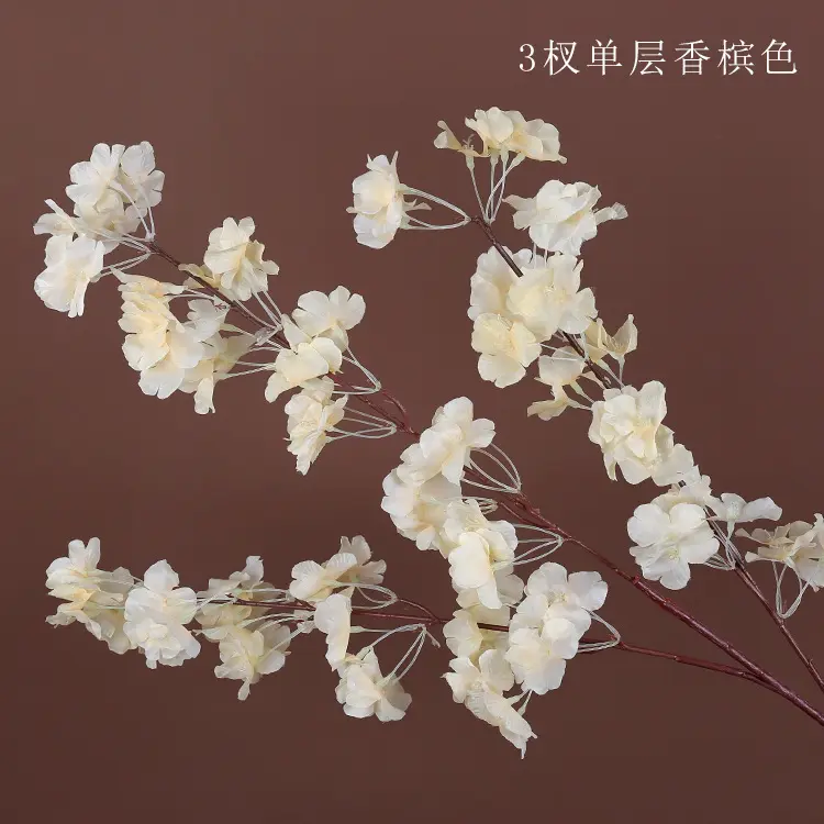 Fleurs artificielles usine de gros décoration de scène de mariage fausses fleurs fleur de cerisier en soie de haute qualité