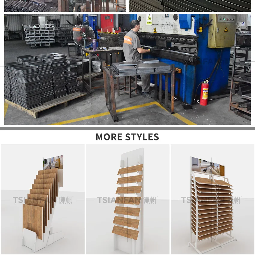 High Quality Factory Custom Block Racks Parquet Tile Display Hardwood Oak Sample Stand Deck Rack Laminate Wood Flooring Displays