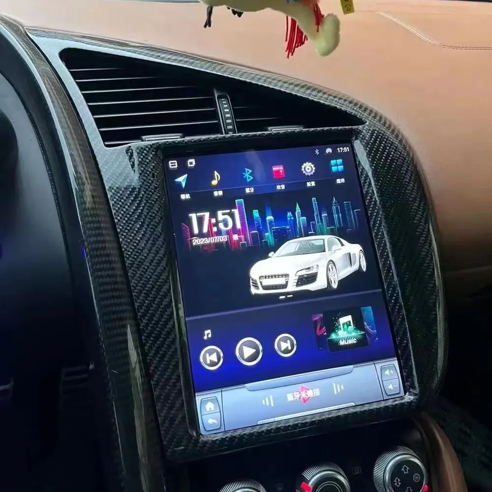 10.4 นิ้ว Tesla สไตล์นําทาง GPS Android รถเครื่องเล่นดีวีดีรองรับ 360 องศาสําหรับ Audi R8 2007-2015