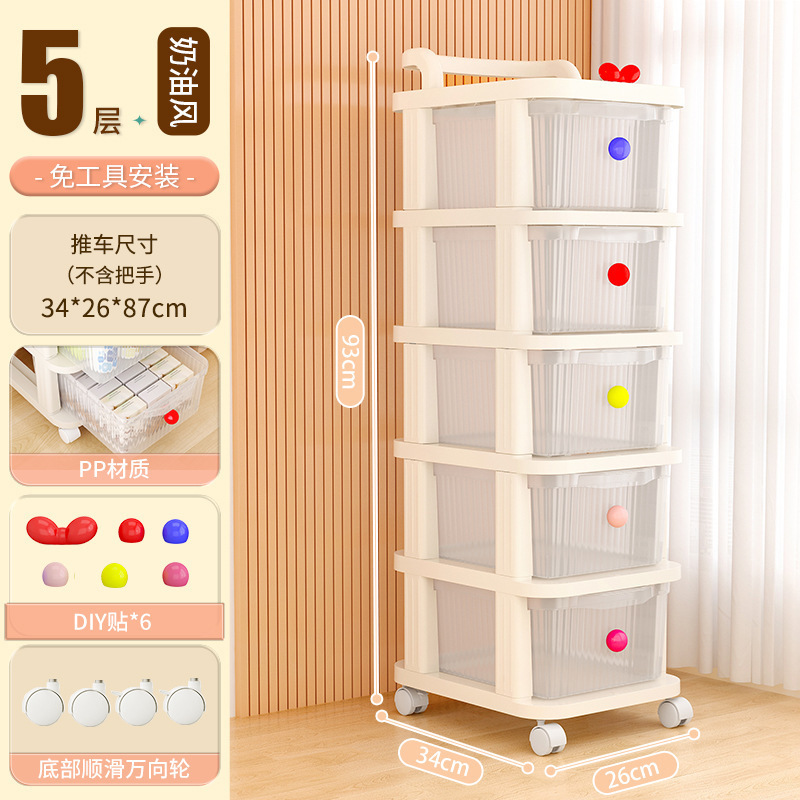 Colorful DIY Butter-Style Handcart (5-Layer) - Transparent Drawers