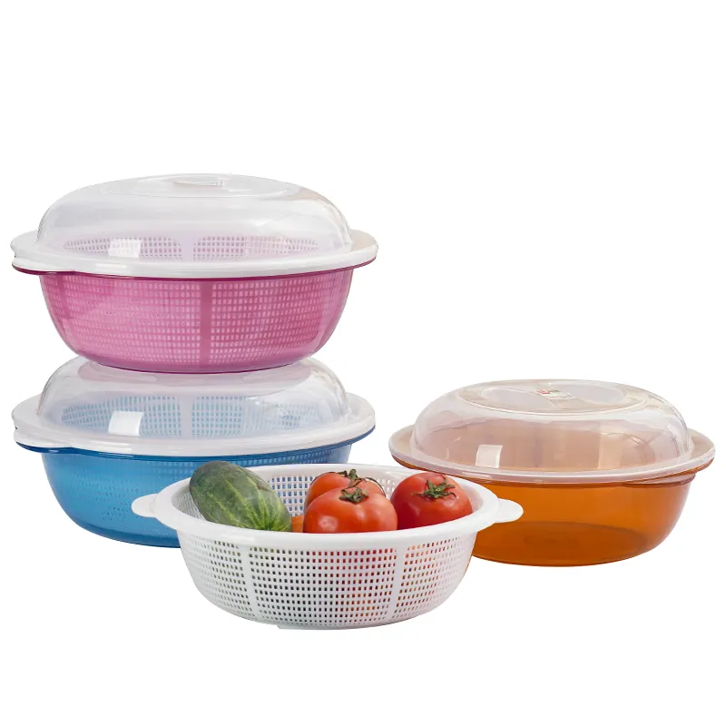 Multi-purpose Keuken Plastic Afvoer Mand Voedsel Groente Opslag Dozen Fruit Opslag Afdruiprek Manden Met Deksel