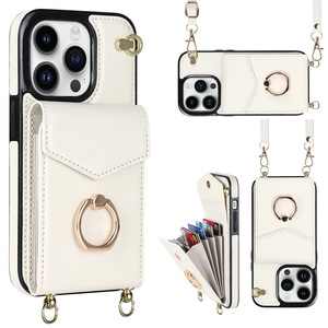 IPhoneユーティリティ卸売ウォレットカスタム電話ケースショルダーストラップ用ウォレット機能スリムバックカバー付き