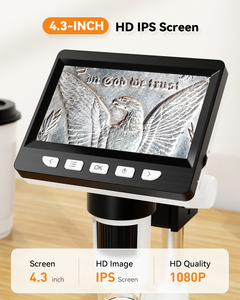 Fábrica al por mayor 4,3 pulgadas LCD 2MP fuente de luz LED 1000X aumento capaz Digital electrónico óptico estéreo Microscopio de bolsillo - Product Image 2